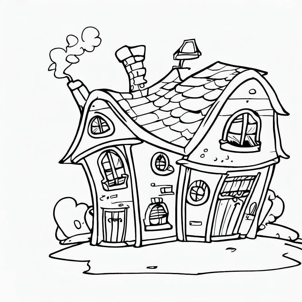 tranh tô màu ngôi nhà vui nhộn