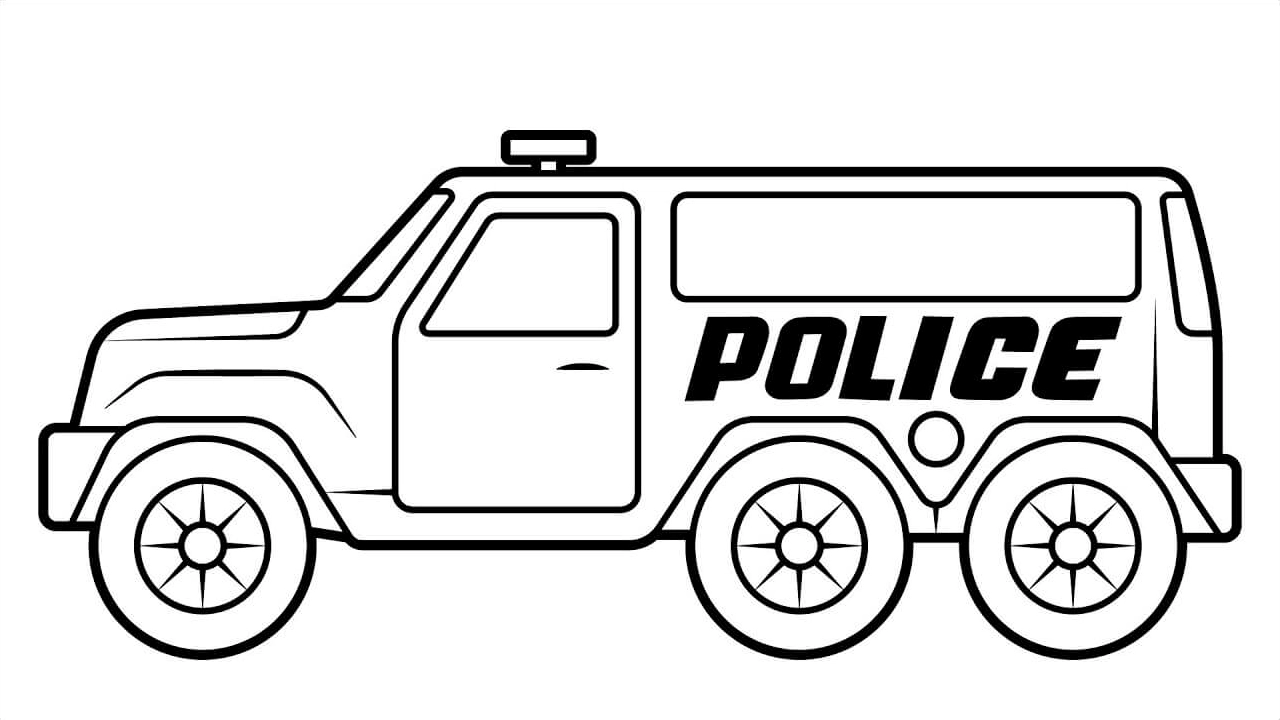 Tranh tô màu ô tô cảnh sát đặc nhiệm