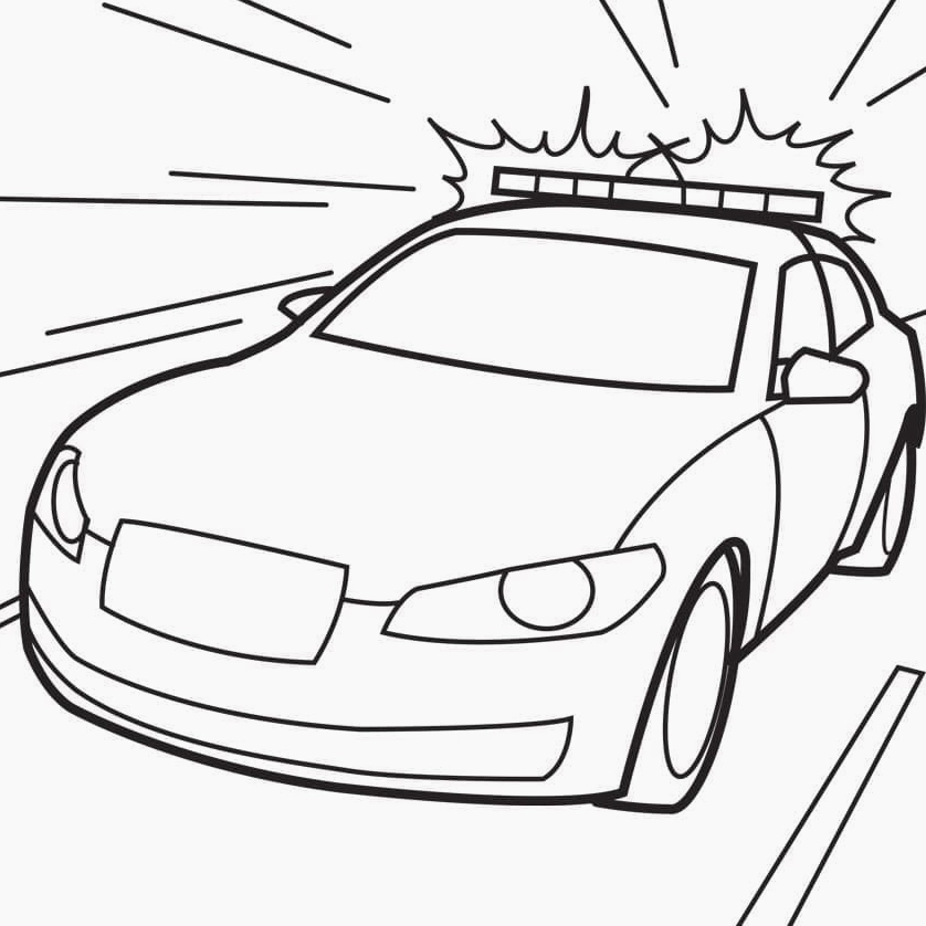 Tranh tô màu ô tô cảnh sát tốc độ