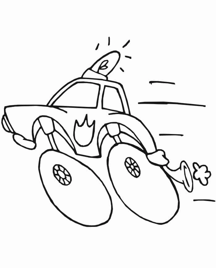 Tranh tô màu ô tô cảnh sát vui nhộn