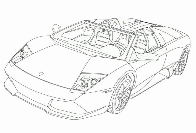 Tranh tô màu siêu xe lamborghini mui trần cá tính