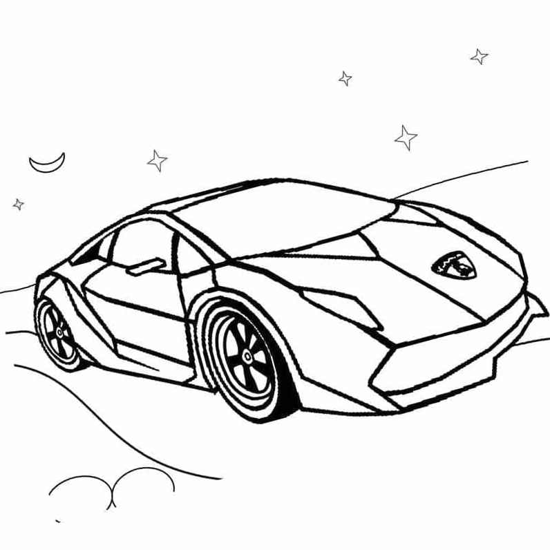 Tranh tô màu siêu xe lamborghini sang trọng dành cho bé