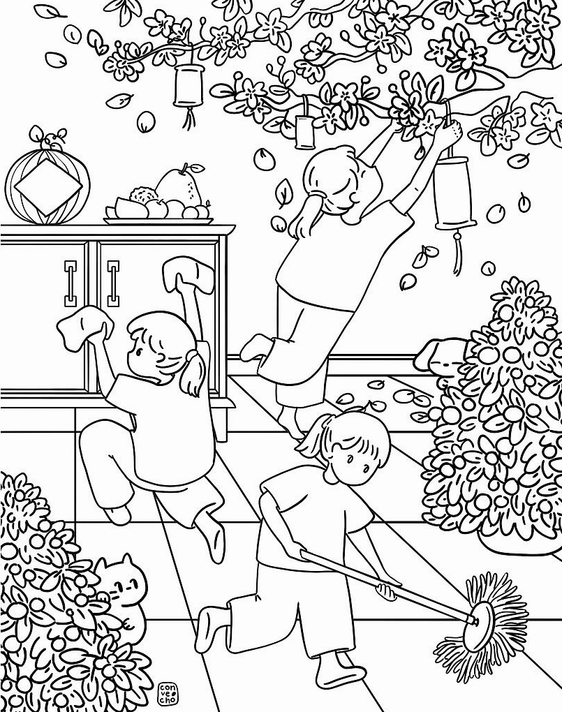 Tranh Tô Màu Tết Cho Bé yêu rèn luyện