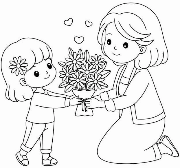 Tranh tô màu theo chủ đề gợi ý 20 mẫu tranh tô màu bé làm thiệp nhân ngày của mẹ