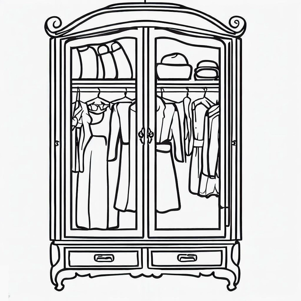 Tranh tô màu tủ quần áo đẹp với nhiều hoa văn