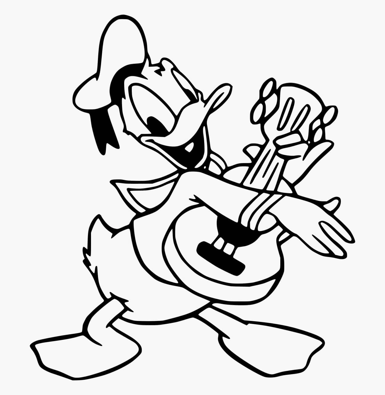 Tranh tô màu vịt donald đánh đàn lãng mạn