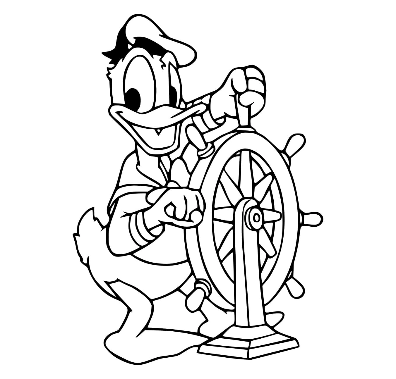 Tranh tô màu vịt donald lái tàu lửa