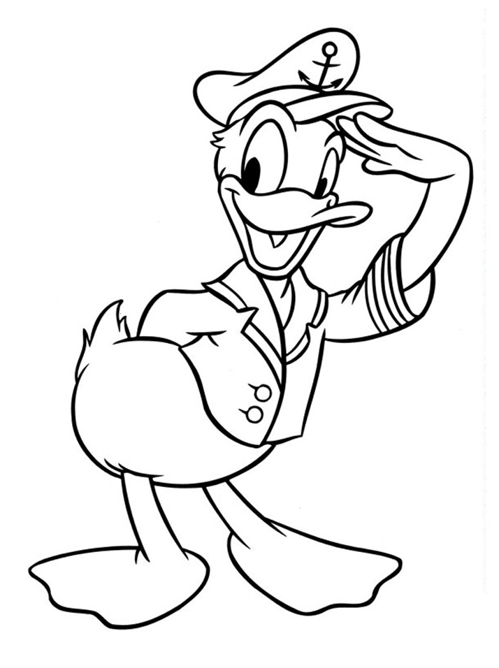 Tranh tô màu vịt donald thủy thủ đáng yêu