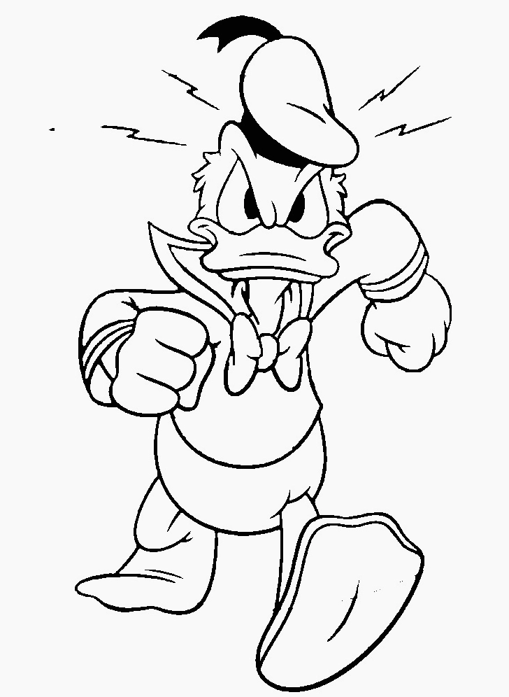 Tranh tô màu vịt donald tức giận la hét