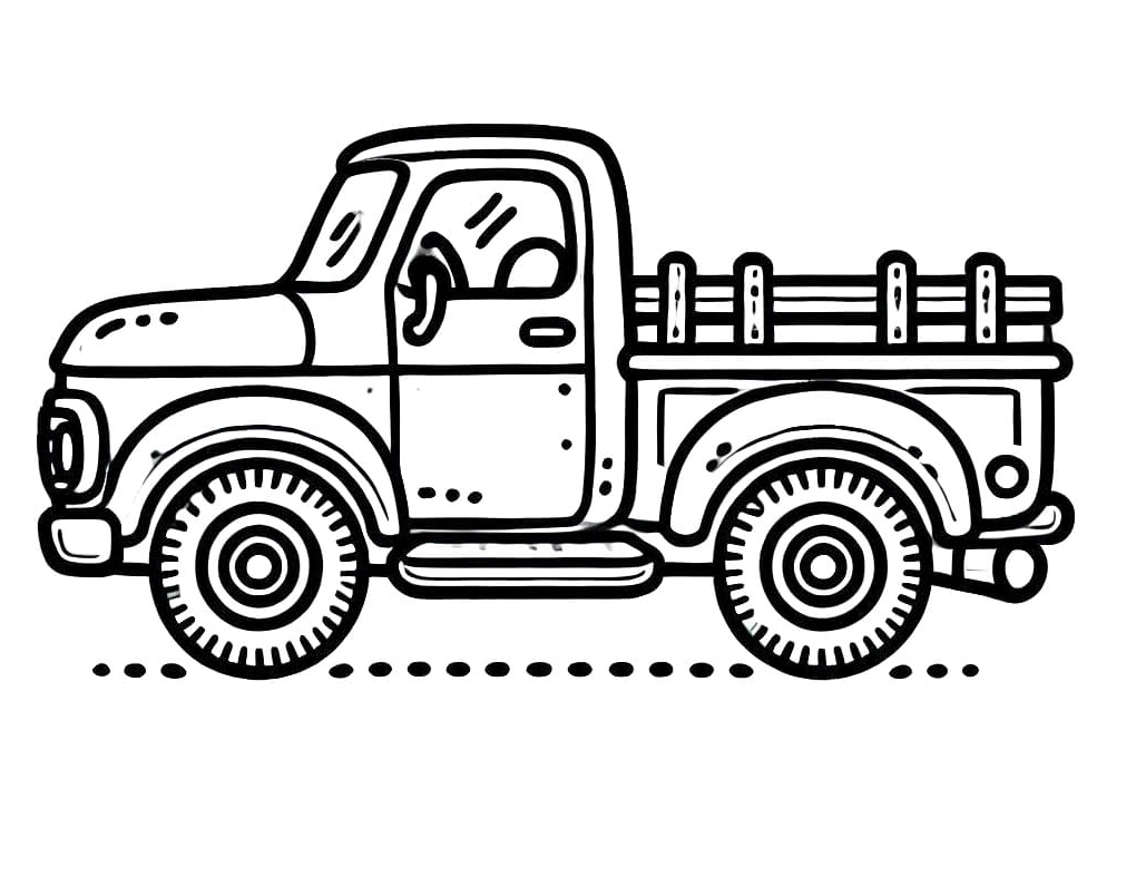 Tranh tô màu xe bán tải đơn giản