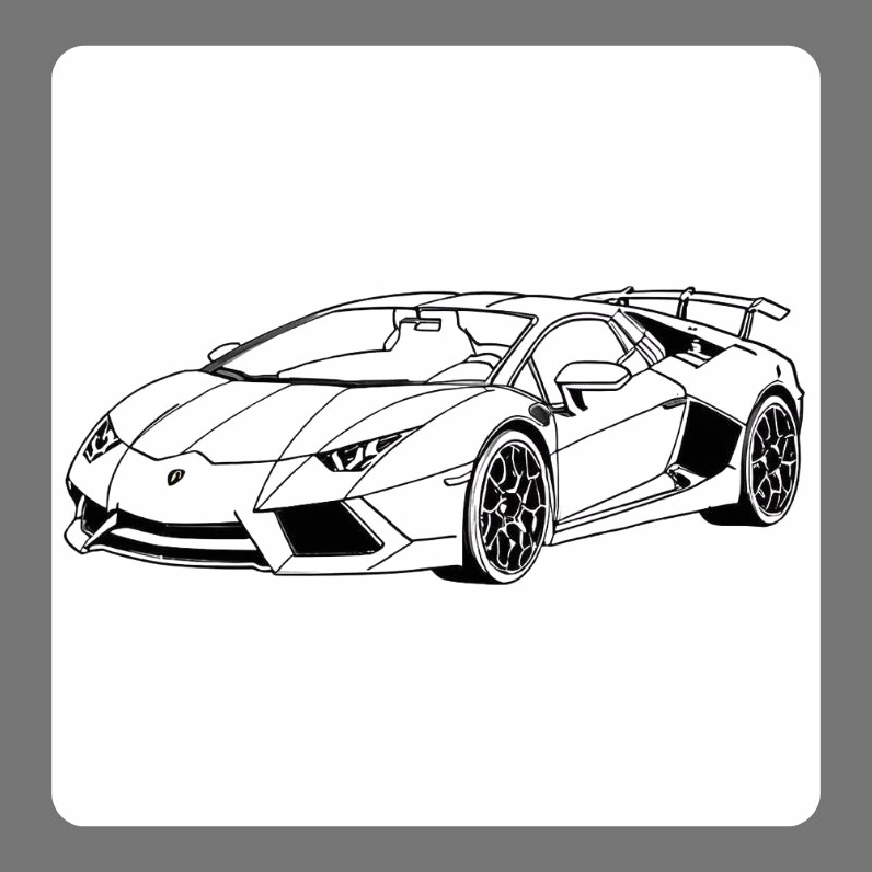 Tranh tô màu xe lamborghini 8 nét đứt