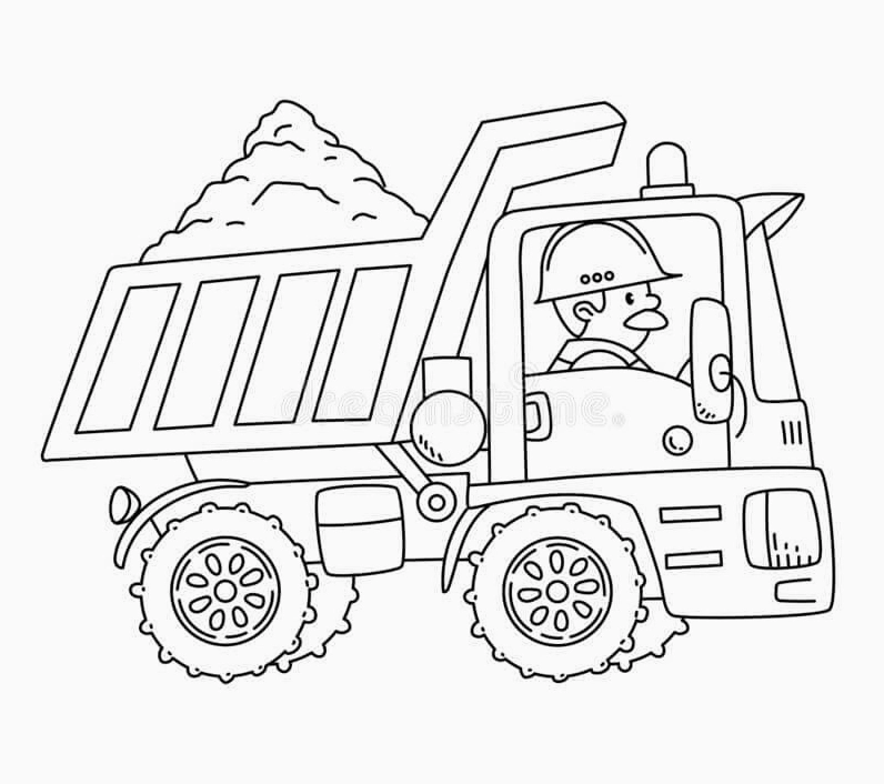 Tranh tô màu xe tải cỡ lớn hoành tráng chuyên chở khối lượng hàng hóa khổng lồ