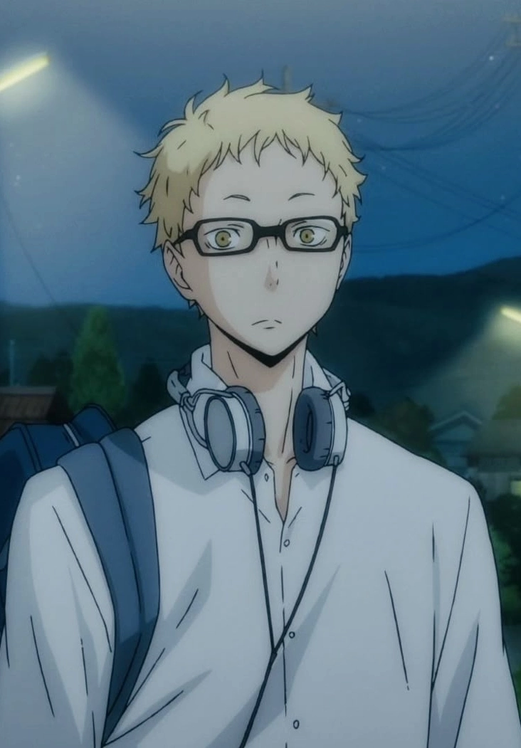 Tsukishima haikyuu với ánh nhìn lạnh lùng đặc trưng