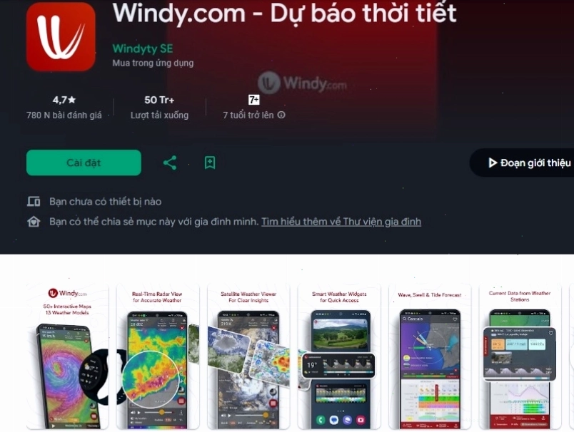 Dự báo thời tiết chi tiết theo ngày trên ứng dụng di động