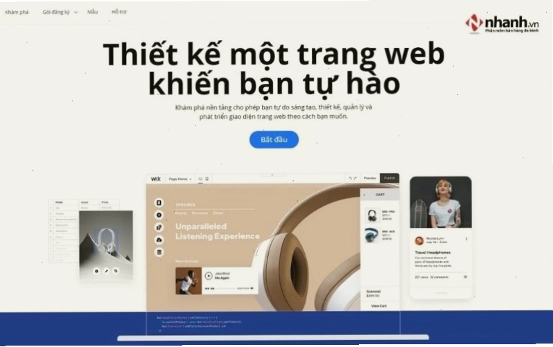 Giao diện chỉnh sửa trực quan của nền tảng website Wix