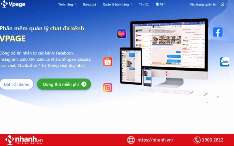 Giao diện quản lý website chuyên nghiệp của phần mềm Vpage