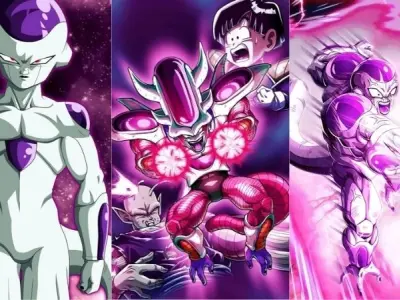 Hình ảnh frieza nổi bật với ánh nhìn sắc bén đầy hiểm ác