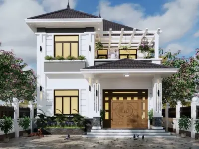 Mẫu nhà 2 tầng nông thôn - Vẻ đẹp thanh bình và tiện nghi