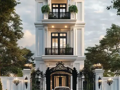Xu hướng mẫu nhà phố tân cổ điển đẹp ấn tượng 2025