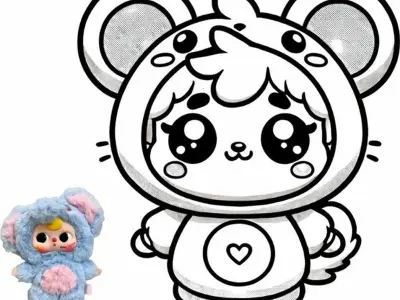 Tranh tô màu baby three cute dễ thương bé nào cũng muốn tô