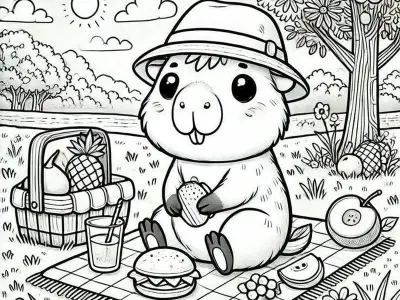 Top mẫu tranh tô màu capybara đẹp khiến bé không rời mắt
