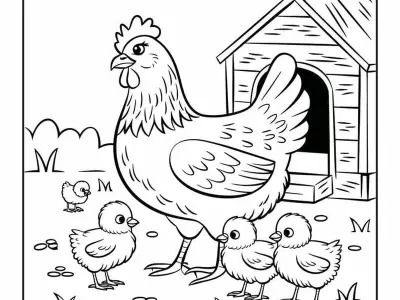 Tranh tô màu con gà ngộ nghĩnh phù hợp mọi lứa tuổi