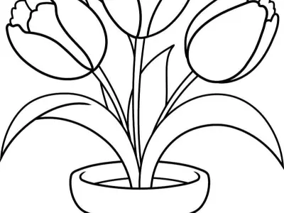 Bộ sưu tập tranh tô màu hoa tulip cực xinh cho bé gái