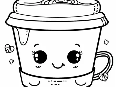 Hình tô màu trà sữa trân châu cute dễ thương cho bé tập tô
