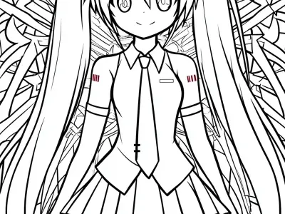 Tranh tô màu Miku Hatsune cực hot dành cho người yêu anime