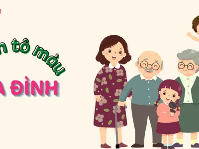 Bộ tranh tô màu gia đình 3 người đẹp nhất giúp bé gắn kết yêu thương