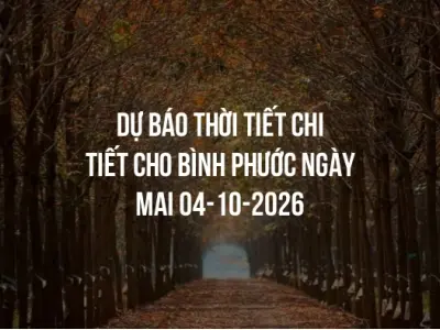 Dự báo thời tiết chi tiết cho Bình Phước ngày mai 04-10-2026
